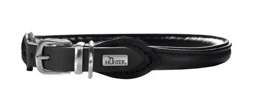 Læder rund halsbånd Petit Elg 30-33 cm 6 mm bred sort