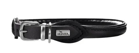 Læder rund halsbånd Petit Elg 30-33 cm 6 mm bred sort