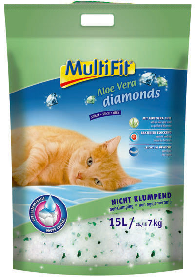 Kattegrus Diamonds Aloe Vera  ikke klumpende 15 l / 7 kg
