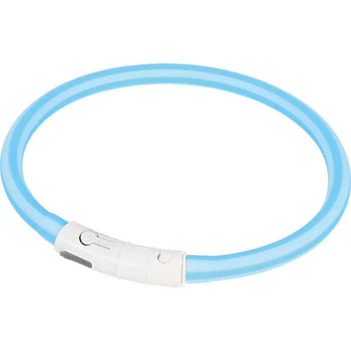 Lyshalsbånd Blinking Silikone 45 cm blå stribet