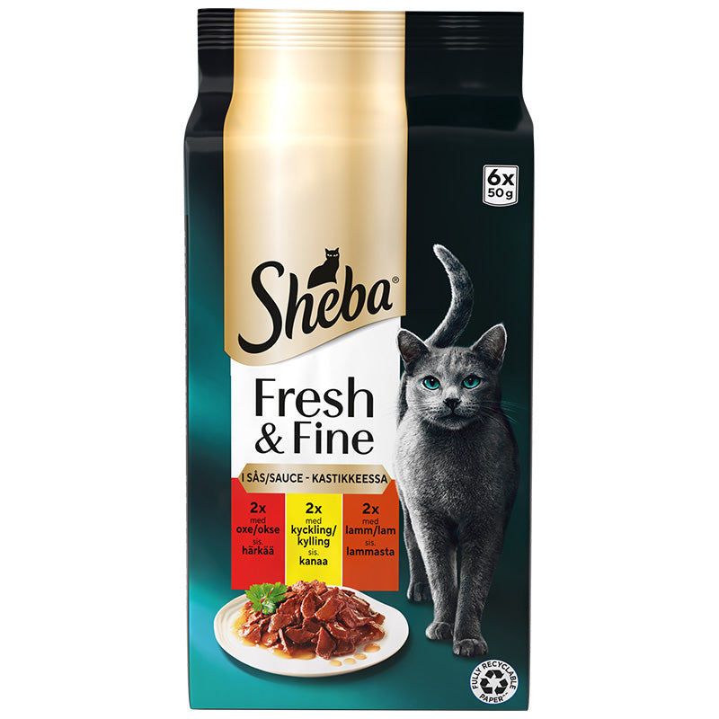 Fresh & Fine menuboks pouch m/sauce okse+lam+fjerkræ 6x50g